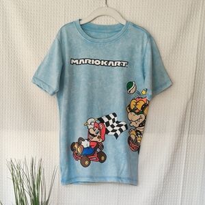 MarioKart Video Game Boys Light Blue Graphic T-shirt Size Small